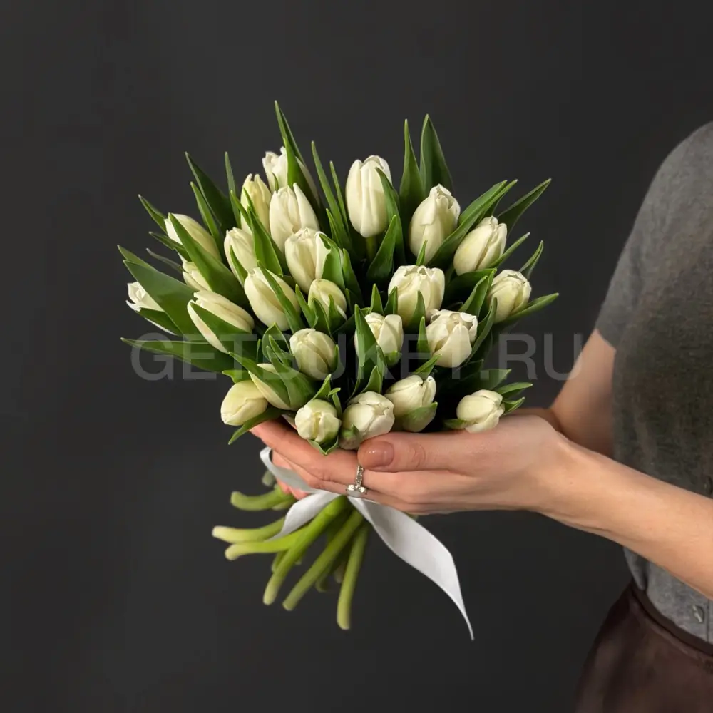 223659 Букет из 25 белых тюльпанов