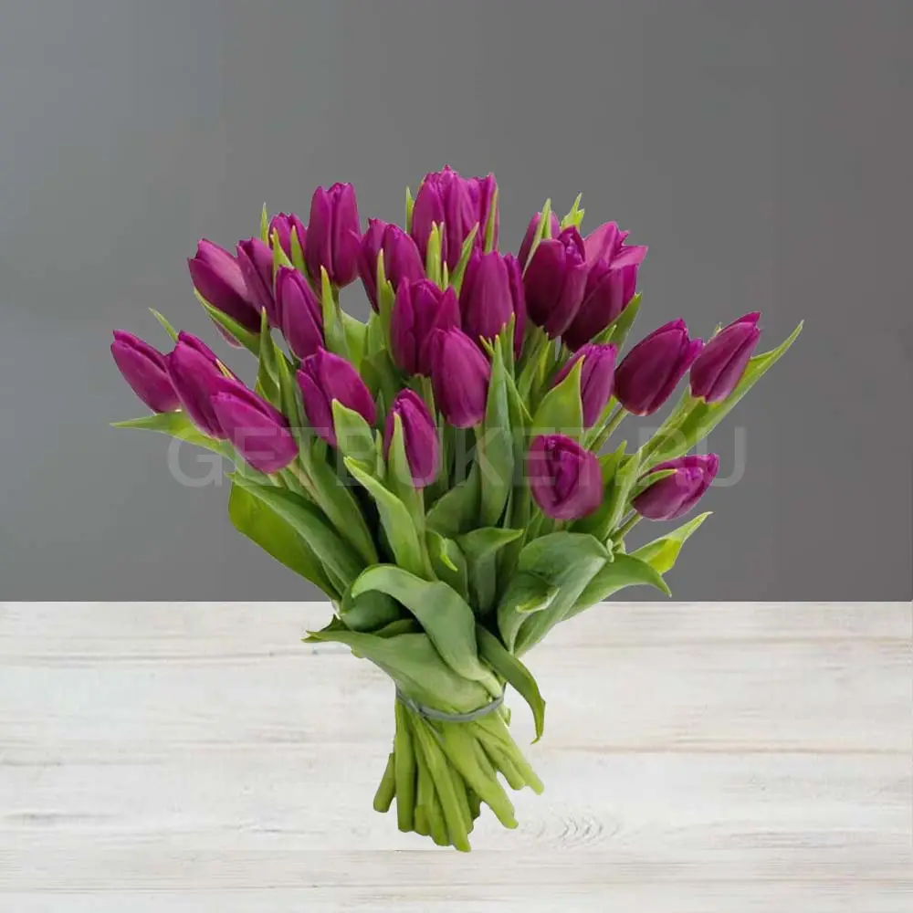 99272 Букет из 25 сиреневых тюльпанов