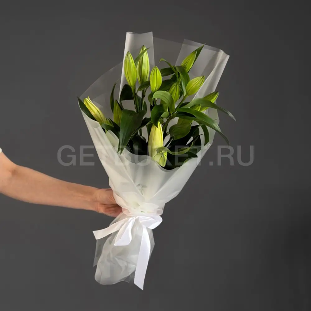202969 Букет из 3 лилий в упаковке